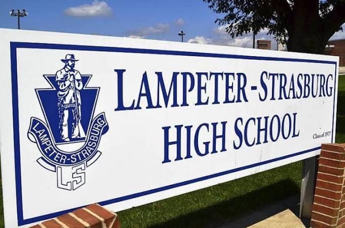 The sign of Lampeter-Strasburg High School in Lampeter, PA