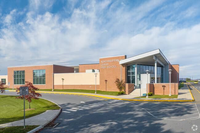The main entrance of Northwestern Lehigh High School in New Tripoli, PA